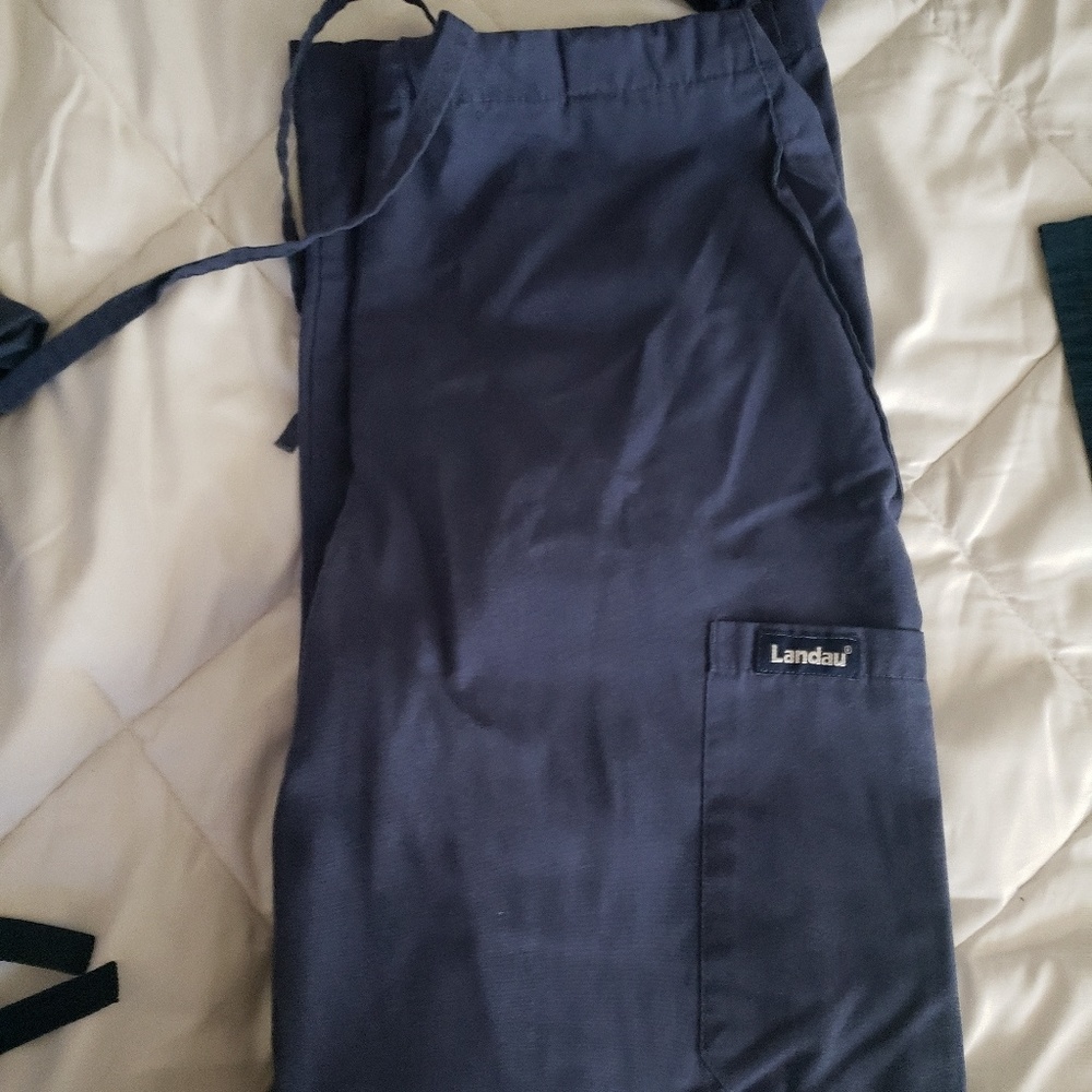 Navy scrub bottoms.